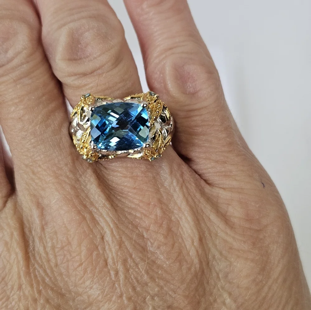 Genuine Victoria Wieck Blue Topaz Ring 14K Sterling Silver Size 6.5! - Picture 5 of 9